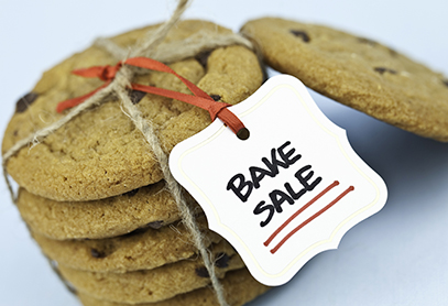 Cookies with a bake sale sign